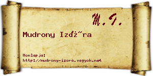 Mudrony Izóra névjegykártya